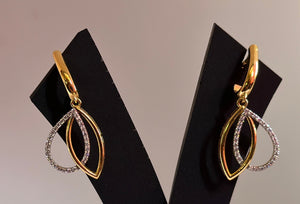 Lab Grown Diamonds Silver Earrings With Gold Finish