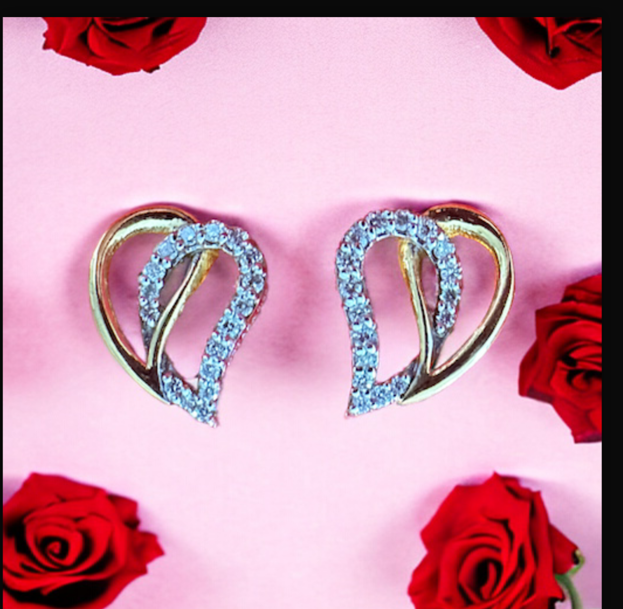 Heart Shape 92.5 Silver Tops with Lab Grown Diamonds In Gold Finish