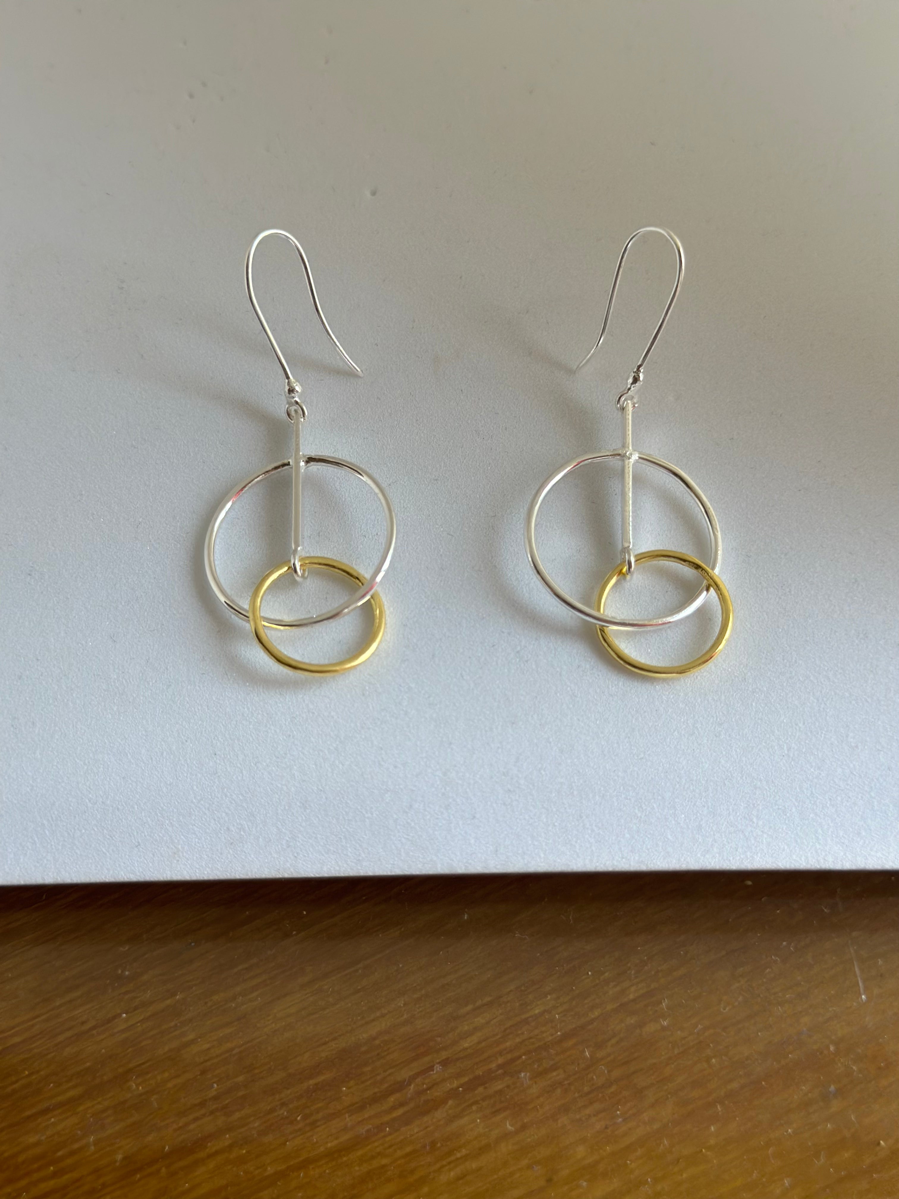 92.5 silver Geometric design Earring in 2 tone