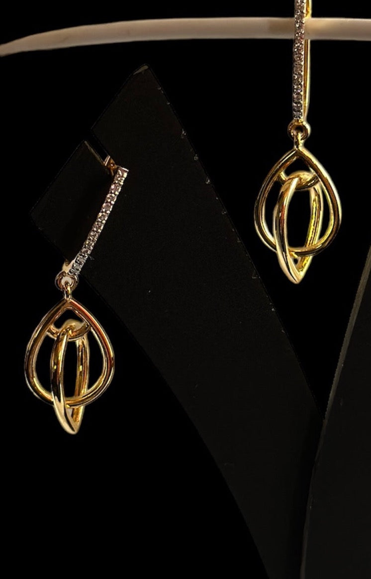 Lab Grown Diamonds Earrings in 92.5 Silver In  Gold Finish