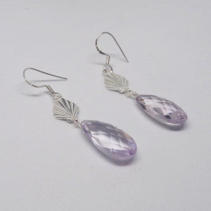 Amethyst Rain Drop Silver Earrings