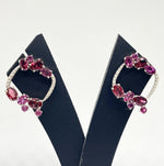 Load image into Gallery viewer, Garnet Studded Silver Earrings
