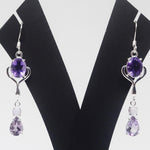 Load image into Gallery viewer, Long Amethyst Silver Earring
