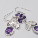 Load image into Gallery viewer, Amethyst Earrings With Silver Leaves
