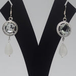 Load image into Gallery viewer, Translucent Light Green &amp; White Silver Earring
