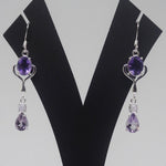 Load image into Gallery viewer, Long Amethyst Silver Earring
