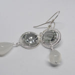 Load image into Gallery viewer, Translucent Light Green &amp; White Silver Earring
