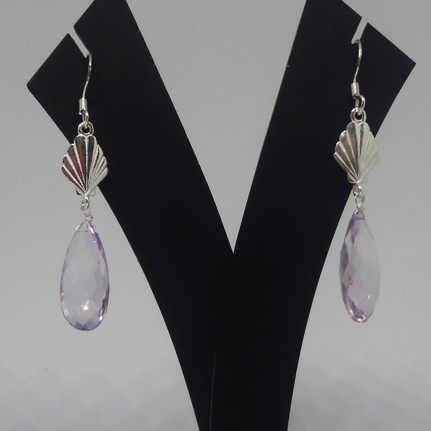 Amethyst Rain Drop Silver Earrings