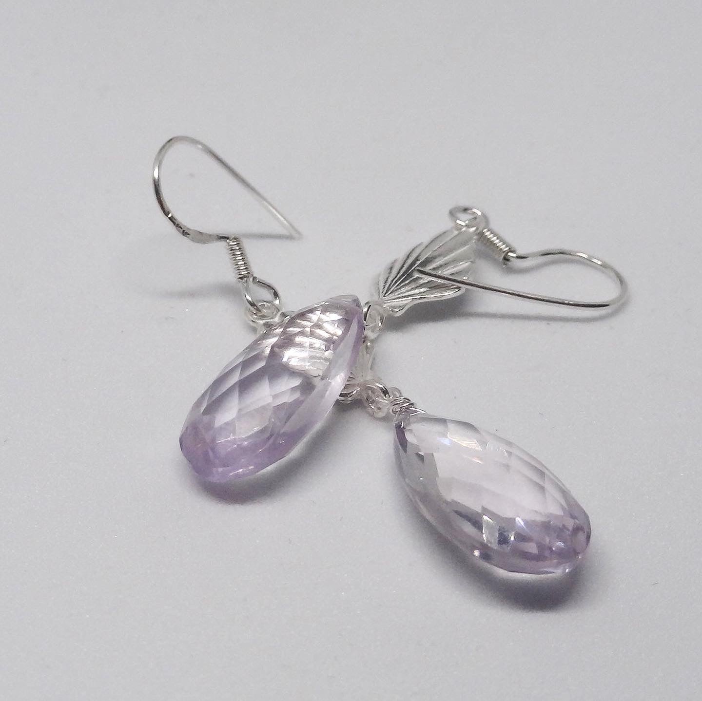 Amethyst Rain Drop Silver Earrings