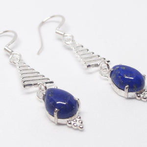 Lapis Lazuli Triangle Silver Earring