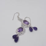 Load image into Gallery viewer, Amethyst Oval with Drops Silver Earrings
