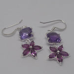 Load image into Gallery viewer, Silver Earrings with Garnet &amp; Amethyst
