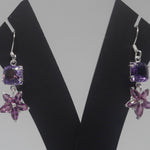 Load image into Gallery viewer, Silver Earrings with Garnet &amp; Amethyst
