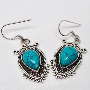 Oxidised Silver Turquoise Earrings