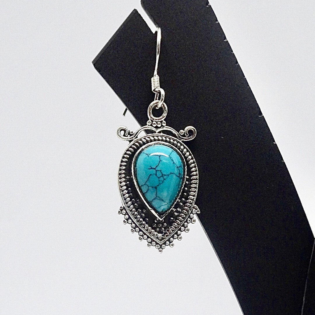 Oxidised Silver Turquoise Earrings