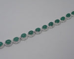 Load image into Gallery viewer, Green Onyx Silver Bracelet with American Diamonds
