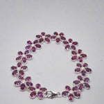 Load image into Gallery viewer, Pink Flower Petal 925 Silver Bracelet with Garnets
