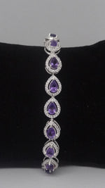 Load image into Gallery viewer, Amethyst Droplet Bracelet In 92.5 Silver
