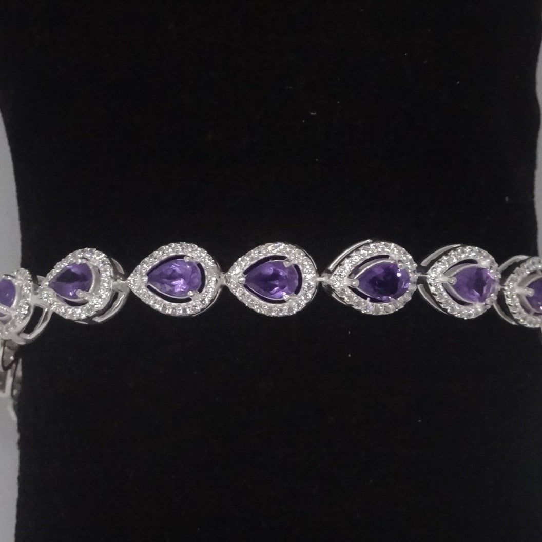 Amethyst Droplet Bracelet In 92.5 Silver