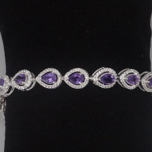 Amethyst Droplet Bracelet In 92.5 Silver